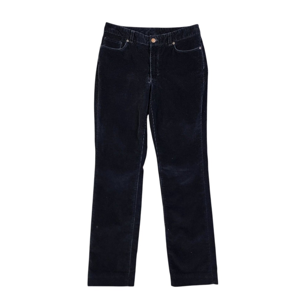 LL Bean Womens Favorite Fit Corduroy Pants Size 6 Black Straight Leg Hemmed‎